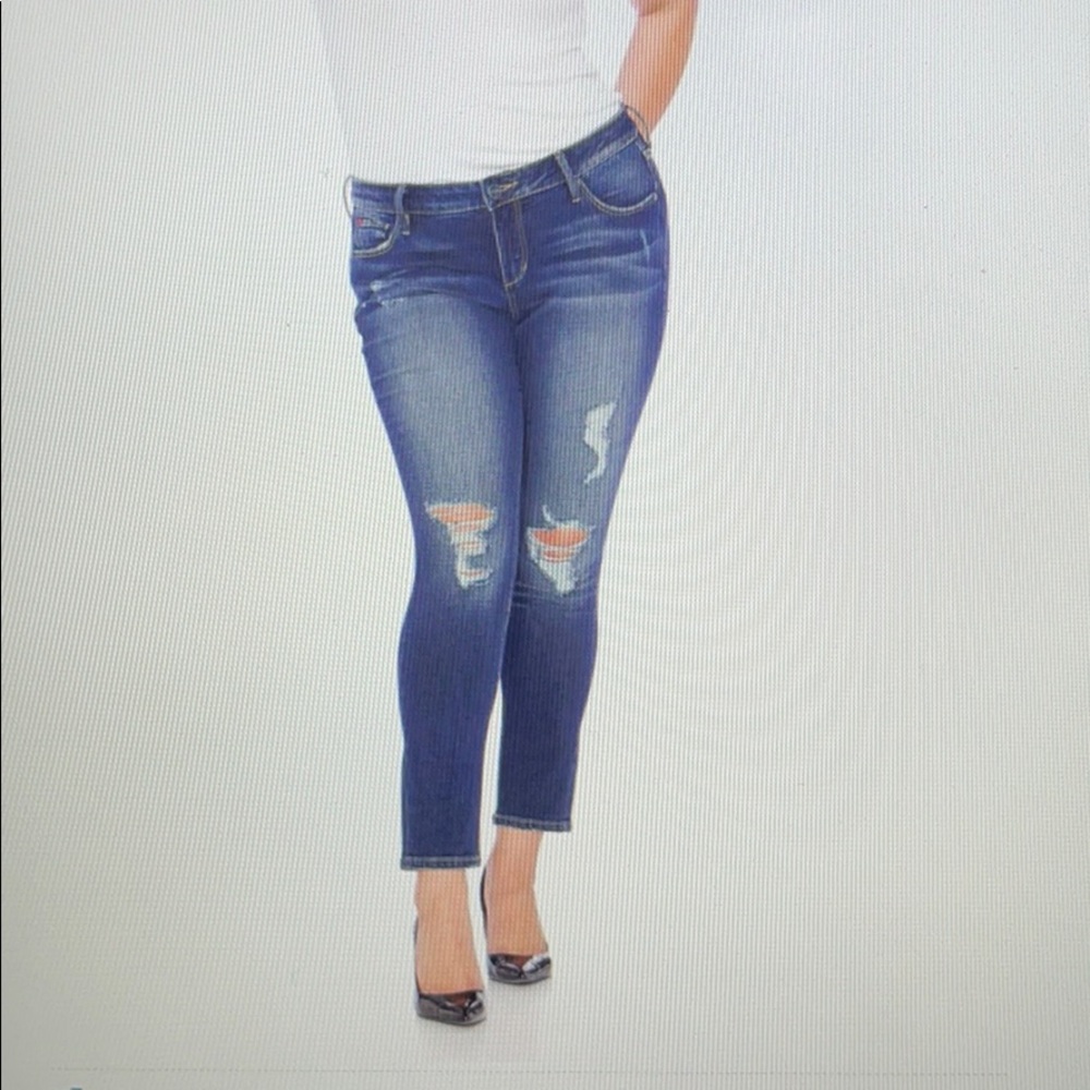 SLINK JEANS Distressed Slim Fit Ankle Skinny Jeans
